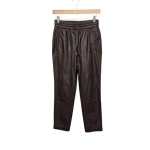 Joie Pants‎ Womens XS Faux Leather Joggers High Rise Pull On Stretch Pockets
